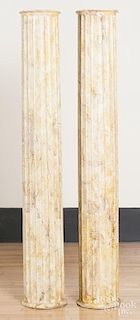 Pair of painted tin columns, 65'' h.