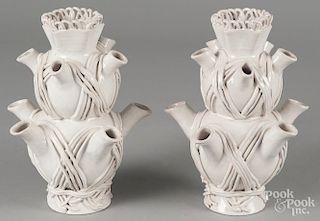 Pair of Italian pottery bulb pots, 11 1/4'' h.