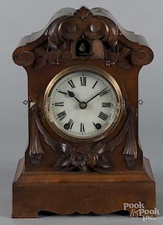 Walnut cuckoo clock, late 19th c., 16 1/2'' h.