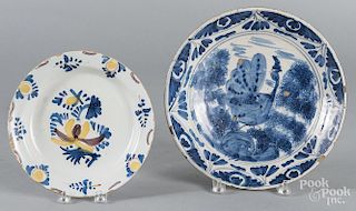 Delft blue and white peacock charger, 18th c.