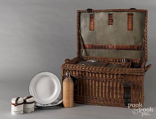 Early picnic basket with accoutrements