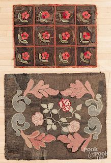 Two floral hooked rugs, early 20th c