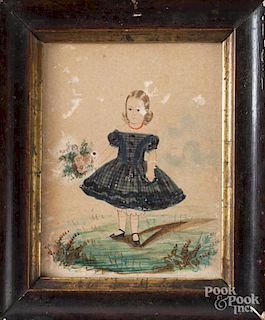 Miniature watercolor portrait of a girl, 19th c.