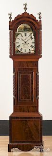 English mahogany tall case clock, ca. 1825