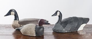 Three goose and duck decoys, early/mid 20th c.