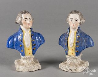 Pair of Staffordshire busts of George Washington