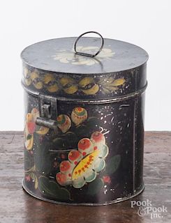 Toleware canister, 19th c., 6 3/4'' h.