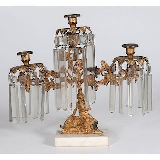 Brass Figural Girandole and Vase