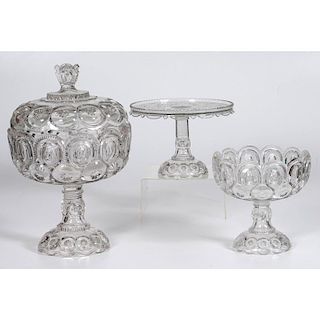 American Pressed Glass Compotes and Stand