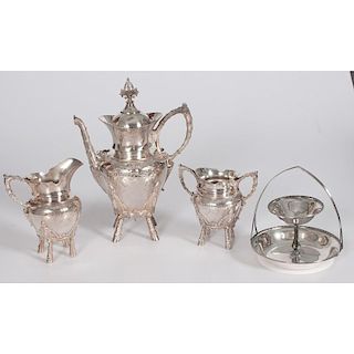 Aesthetic Movement Silverplated Coffee Set, Plus