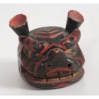 Japanese Carved Wooden Mask Netsuke