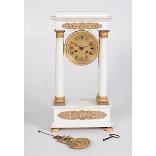French White Marble Portico Clock