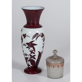 Victorian Ruby and White Vase, Plus