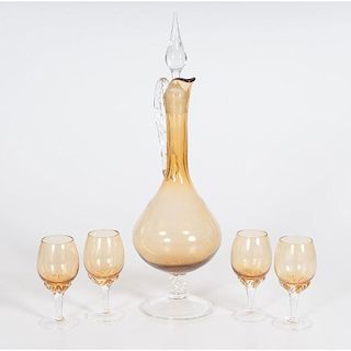 Amber Glass Cordial Set