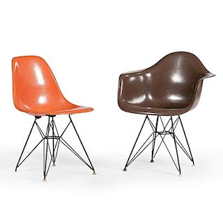Charles Eames for Herman Miller Armchair and Side Chair in Fiberglass