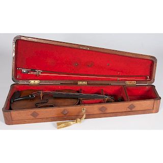 Eastlake-style Violin Case with Violin and Bow