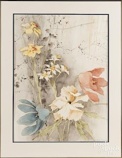 Watercolor of flowers, signed Werkhoven