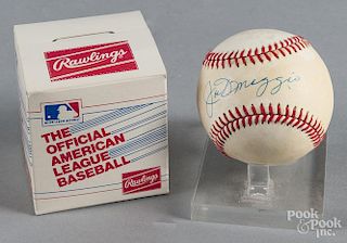 Joe DiMaggio single signed baseball.