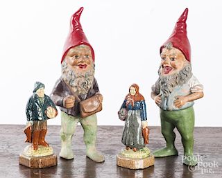 Pair of redware gnomes