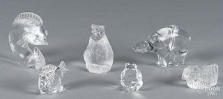 Glass figures by Baccarat, Steuben, Lalique, etc.