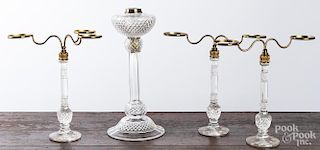Three-piece cricklite candelabra set, 15'' h.