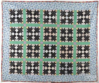 Pieced bear paw quilt, early 20th c., 87'' x 68''.
