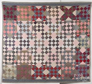 Pieced quilt, early 20th c., 66'' x 72''.