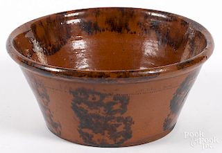 Large Pennsylvania redware bowl, 19th c.