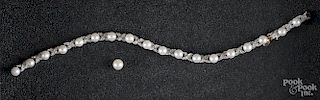 Tiffany & Co. 14K gold, diamond & pearl bracelet