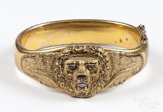 Gold filled lion mask bracelet