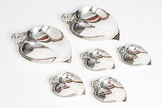 Tiffany Sterling Silver "Heart Leaf" Dishes, 6