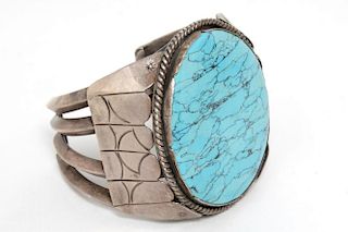American Indian Navajo Silver & Turquoise Bracelet