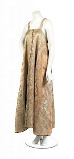 A Peach Silk Brocade Dress (Sarafan),