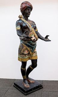 Venetian Female Blackamoor Figure, Polychrome Wood