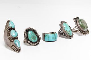 Navajo & Zuni American Indian Silver Rings, 5