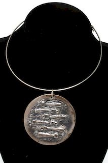 Mid-Century Janos Percz Silvered Bronze Necklace