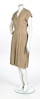 A Couture Taupe Pleated Crepe Dress,