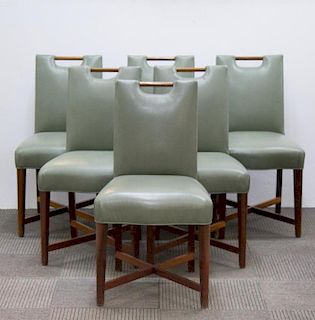 Mid-Century Modern Leather Side Chairs, 6