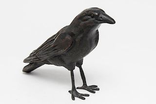 Vintage Raven Figure, Steampunk, Black Composite