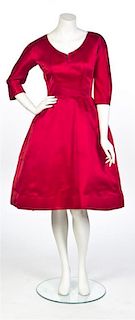A Scaasi Red Satin Cocktail Dress,