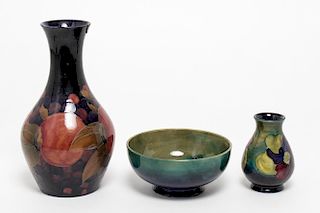 Moorcroft English Pottery, Vases & Bowl, 3 Pieces