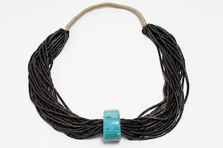 Ethnic Tribal Shell & Turquoise Necklace, Woman's