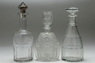 Crystal & Glass Decanters, 3, inc. Silver Stopper