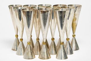 Mid-Century Modern Silver-Toned Wine Goblets