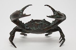 Patinated Bronze Crab Tabletop Sculpture
