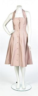 A Jean Desses Pink Cotton Sateen Halter Dress,