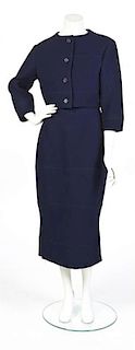 A Givenchy Couture Navy Wool Skirt Suit,