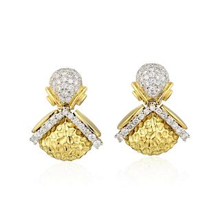 A Pair of Diamond Dangle Earrings