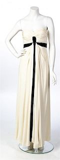 An Ivory Silk Jersey Couture Strapless Gown,