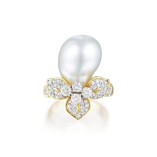 A Pearl and Diamond Ring
